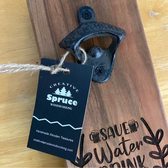 Rustic Save Water Drink Beer Hanging Bottle Opener - Picture 2 of 7